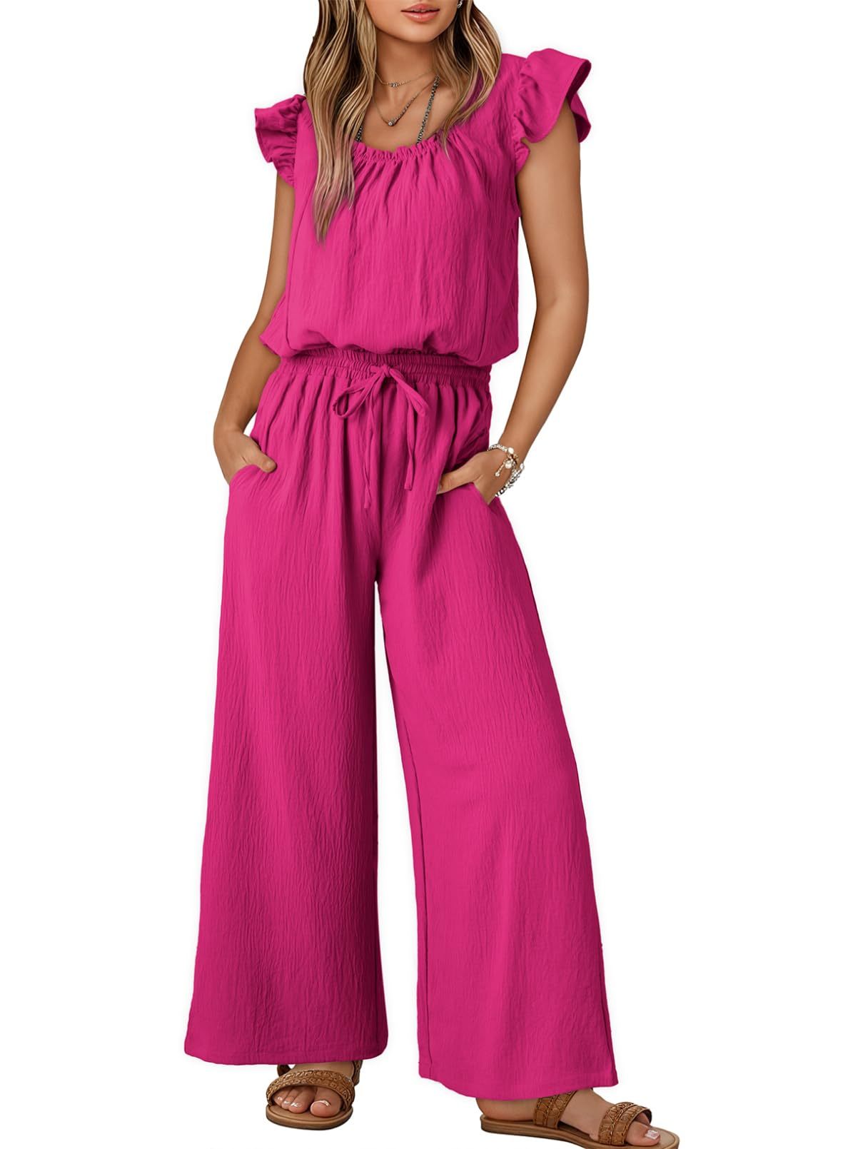 Square Collar Sleeveless Camisole Wide Leg Trousers
