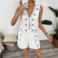 Casual Embroidery Sleeveless Tank Top Shorts Two-piece Set