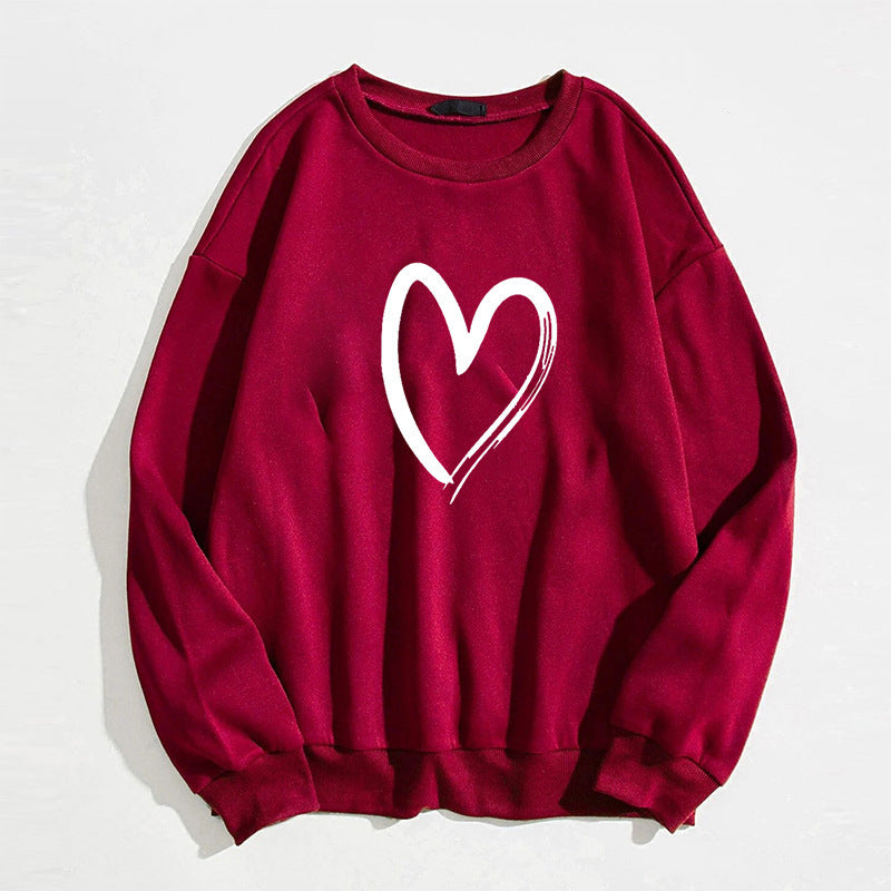 Pull tendance imprimé cœur pour femme