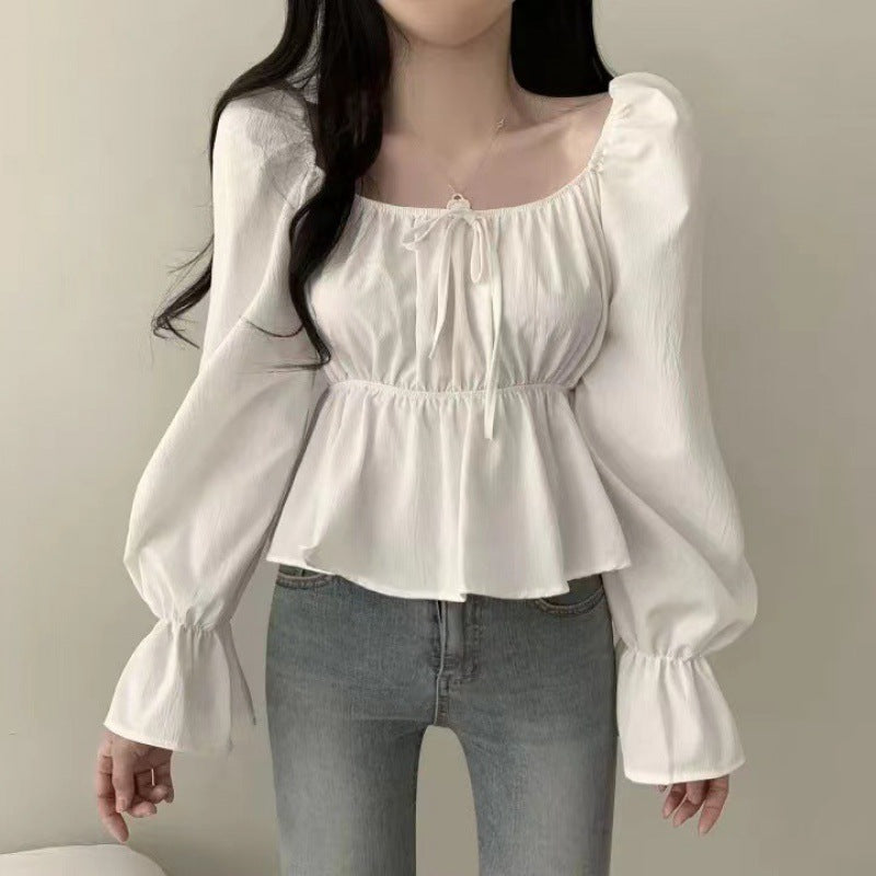 Women's Flounced Flared Sleeve Slimming Shirt