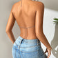 Fashion Backless Gem Stitching Vest