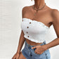 Retro Solid Color Fungus Edge Elastic Tube Top Women's Top