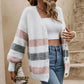 V-neck Sweater Women's Classic Striped Single-breasted Cardigan