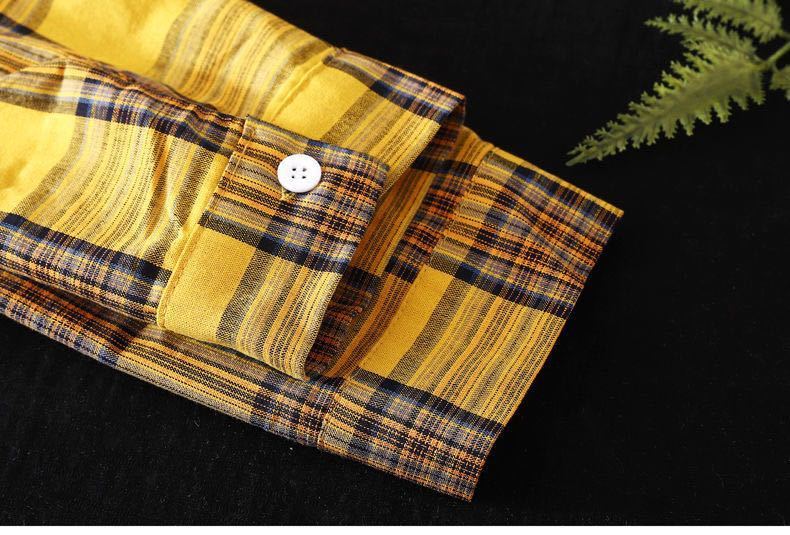 Chemise à carreaux mi-longue ample à manches longues pour femme