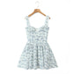 Elegant Celadon Print Keel Support Girdle Mini Dress
