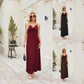 Womens Solid-Color Strap Casual Dress