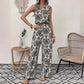 Womens Printed Sleeveless Top And Wide-Leg Pants Set