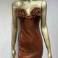 Robe à bretelles marron à paillettes pour banquet dans la rue principale