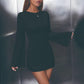Autumn And Winter Solid Color Tight Waist High-grade Long Sleeve Dress