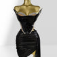 Fashionable Metal Mirror Three-dimensional Design Top Hip Skirt