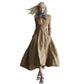 Womens Retro Sleeveless Tie-Waist A-Line Midi Dress With V-Neck