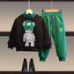 Children's Winter Fleece Lining Sweatshirt And Sweatpants Two-piece Set