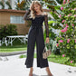 Women's Off-neck Wide-leg Jumpsuit