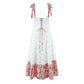 Romantic White Flowers Colorblock Mid-length Sundress