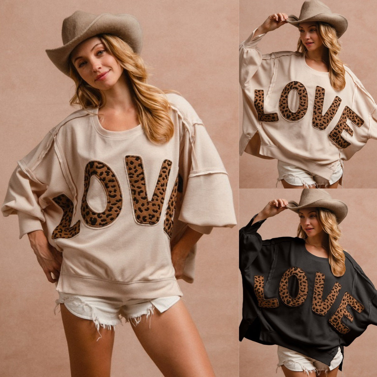 Pull ample et décontracté avec broderies et lettres pour femme