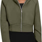 Sweat-shirt à capuche zippé décontracté en polaire, cardigan de sport tendance, hauts courts, vêtements pour femmes
