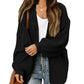 Fashion Lantern-sleeved Sweater With Pockets Casual Loose Solid Knit Cardigan Autumn Tops Womens Clothing