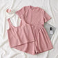 Women's Short-sleeved Student Three-piece Set Wide-leg Shorts