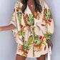 Women's V-Neck Tie Printed Beach Dress