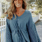 Women's Chiffon Buttoned Hollow Long Sleeve Shirt