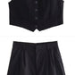 Women's Waistcoat Vest Linen Blended Casual Shorts Suit Women