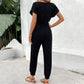 Jumpsuit Lace-up Short Sleeve Black