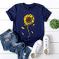 T-shirt ample à manches courtes et col rond pour femme, style européen et américain, imprimé chrysanthème