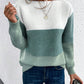 Pullover Knitted Sweater Fashion Round Neck Splicing Knitwear Loose Top Women's Clothing