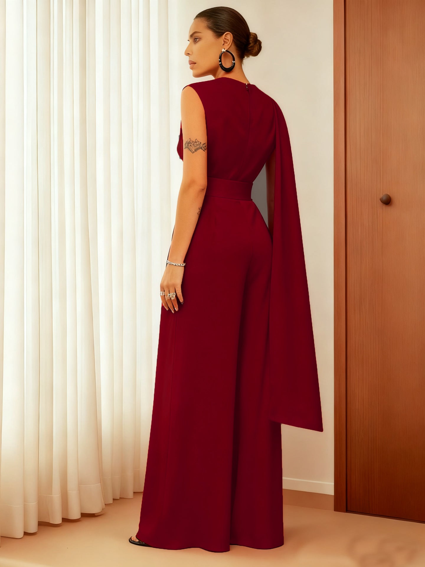 Women's Solid Color Slim-fit Jumpsuit Loose Casual Pants