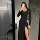 Robe moulante décontractée à lacets et coupe ajustée pour l'automne