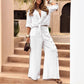 Lady Temperament Lapel Cardigan Split Button Solid Color Suit