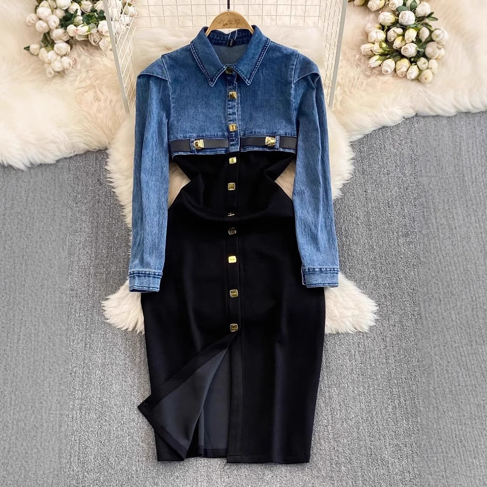 Women's Mid-length Single-breasted Sheath Jumpsuit