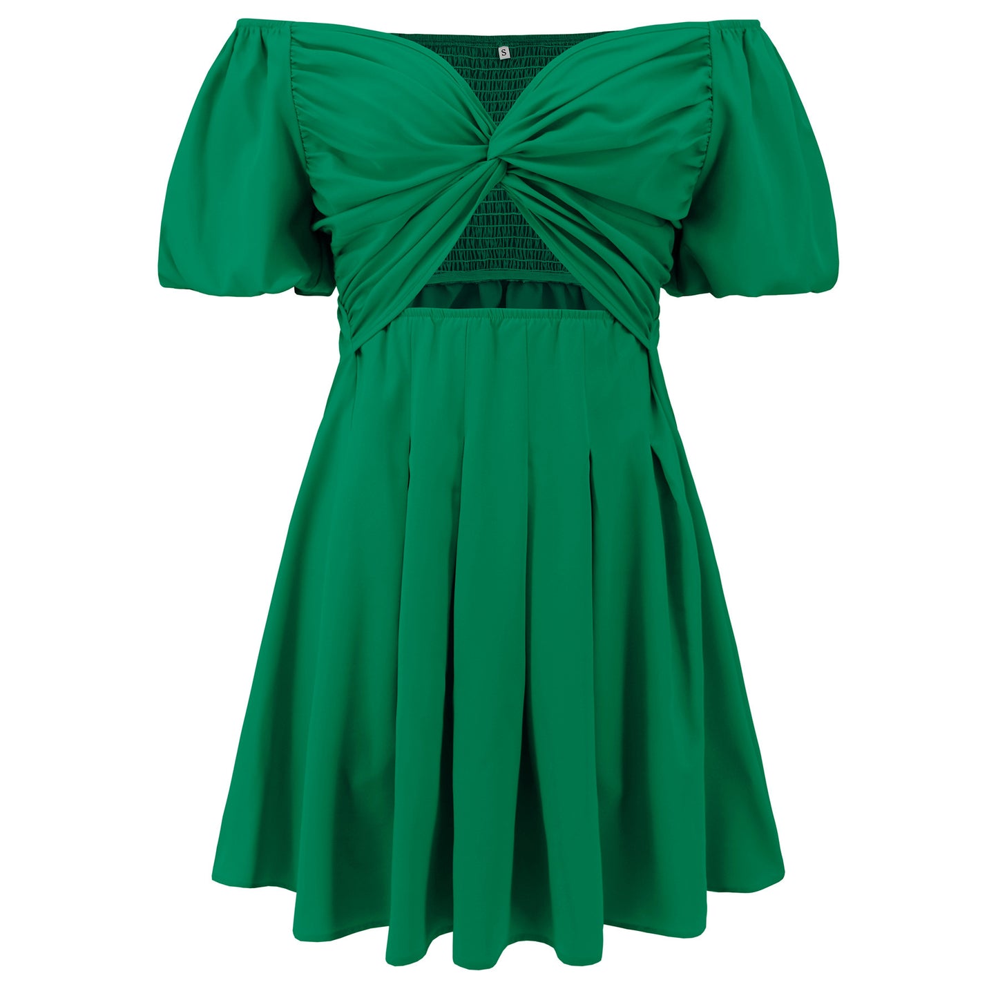 Robe plissée sexy à épaules dénudées et manches lanternes