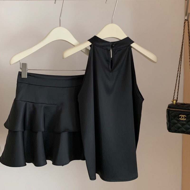 Camisole Halter Top High Waist Slimming Skirt Suit