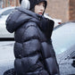 Bakery Long Hooded White Duck Down Couple Winter Coat Women