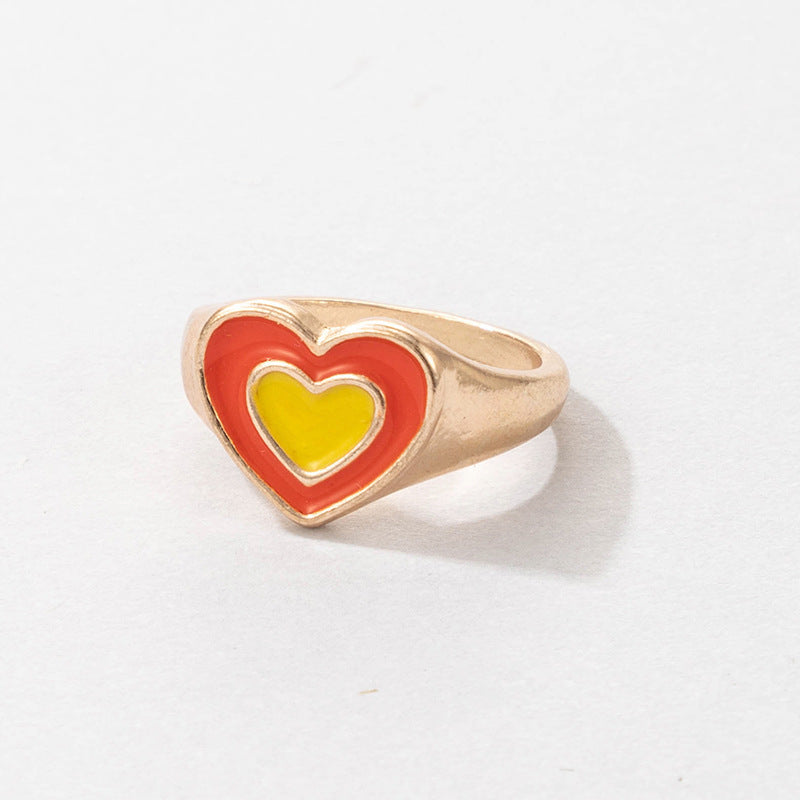 Cute Cartoon Dripping Oil Ins Wind Color Multi-element Single Ring