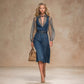 Womens Blue Denim Jumpsuit With High Waist Loose Fit And Large Pockets