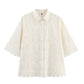 Summer Hollow Embroidered Women's Shirt Pants Suit