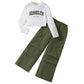 Girl All-match Letter Long Sleeve Sweater Wide Leg Pleated Overalls
