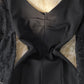 Lace Stitching Flared Sleeve V-Neck Professional Style Split Hip Dress