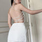 New Temperament Fairy Backless Lace Up Slim Fit Sheath Dress Women