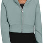 Sweat-shirt à capuche zippé décontracté en polaire, cardigan de sport tendance, hauts courts, vêtements pour femmes
