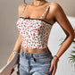 Womens Slim-fit Lace-trimmed Printed Camisole