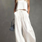 Womens Two-piece Set Loose-fitting Vest And Wide-leg Pants