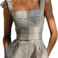 Womens Fashionable Striped Linen Jumpsuit