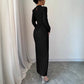 Round-neck Fitted-waist Sheath Dress With A Slit