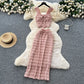 Bow-tie Square-neck Camisole With Cap Sleeves High-waisted Sheath Skirt
