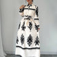 Printed Lace Up European And American Elegant Dress