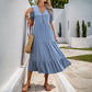 Robe mi-longue à col montant et coupe trapèze pour femme