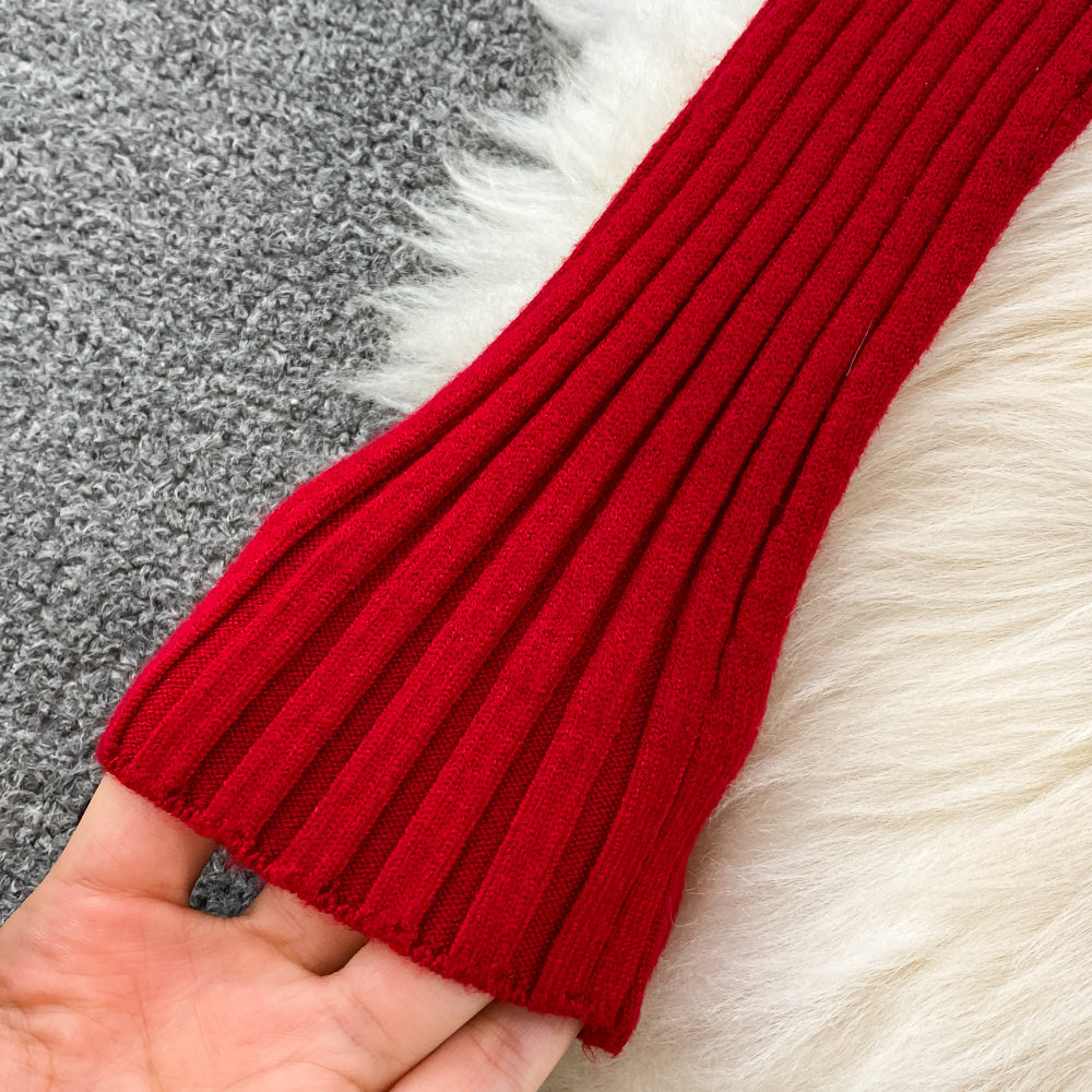 Robe mi-longue en tricot à fines bretelles